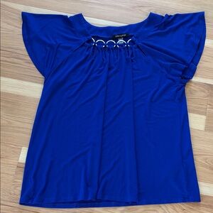 Cable & Gauge Cobalt Blue Top with Metal Ring Accents